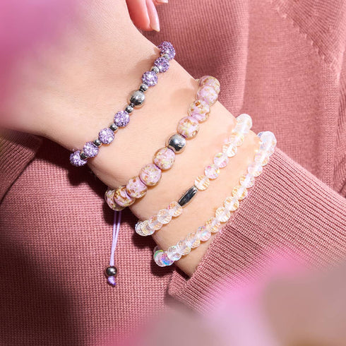 Pervenche | Argent | Bracelet macramé verre luciole